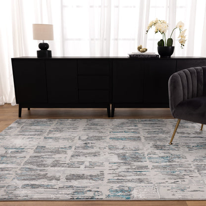 Canyon Abstract Grey Blue Rug