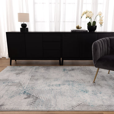 Canyon Geometric Grey Blue Rug