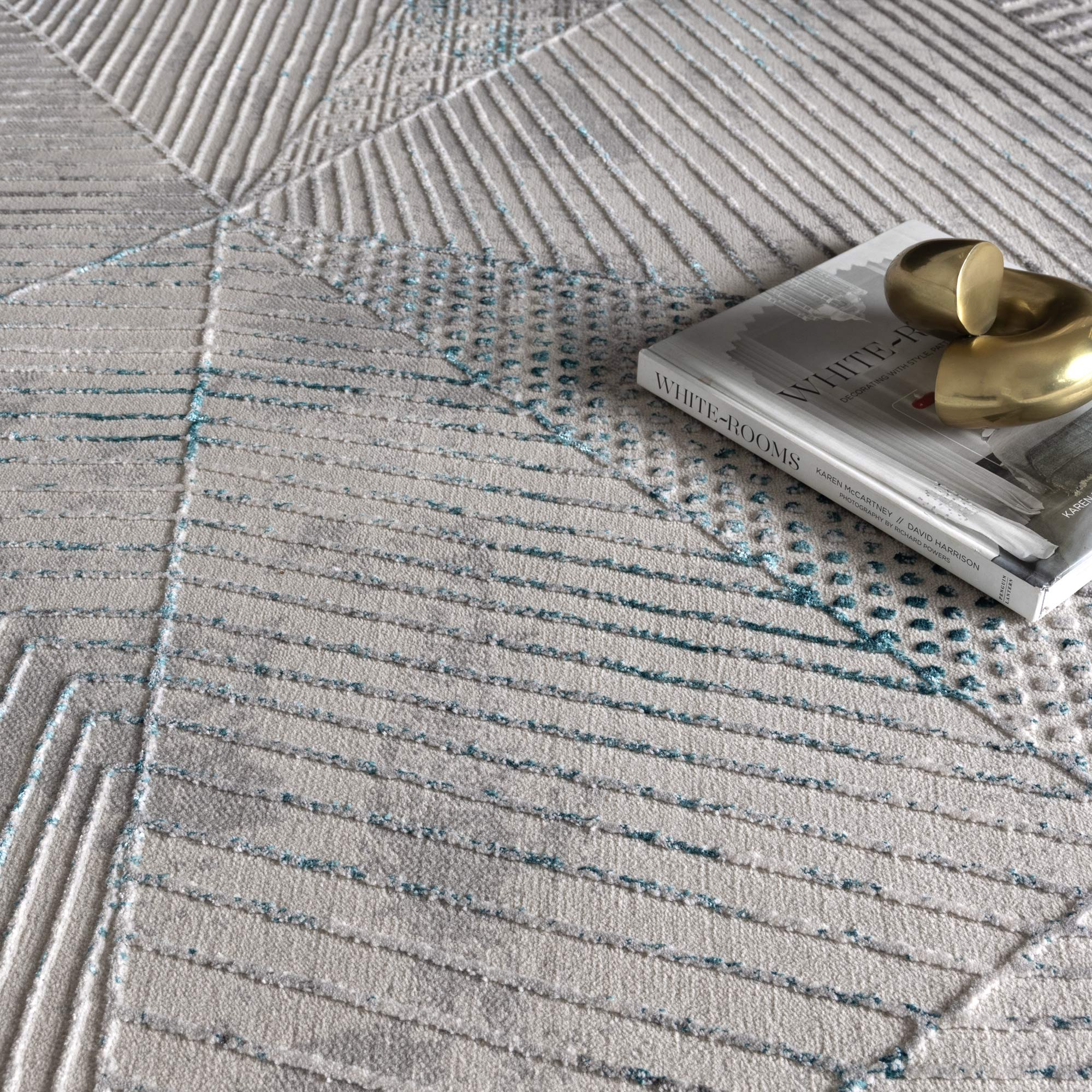 Canyon Geometric Grey Blue Rug