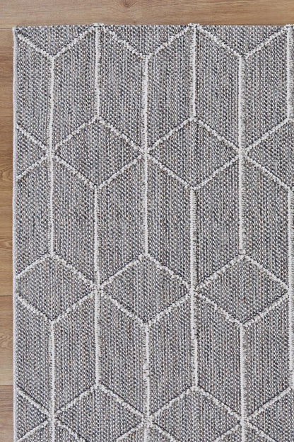 Torrelle Sikua Grey Geometric Flatweave Rug