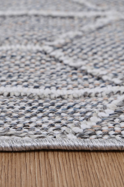 Torrelle Sikua Grey Geometric Flatweave Rug