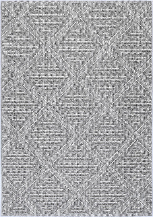 Torrelle Vouza Grey Geometric Flatweave Rug