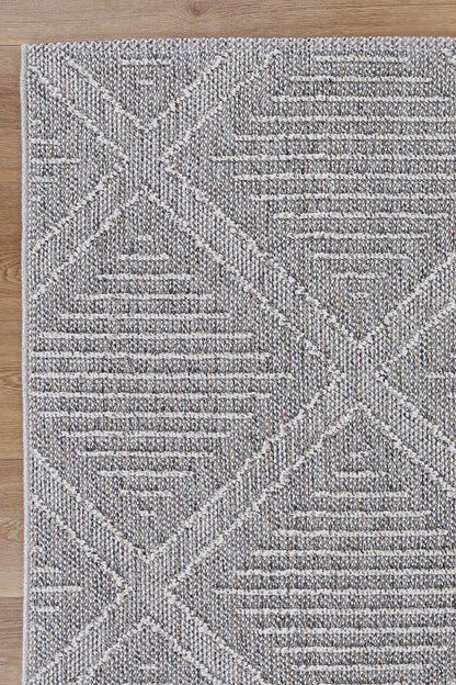 Torrelle Vouza Grey Geometric Flatweave Rug