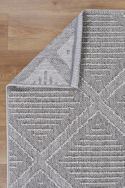 Torrelle Vouza Grey Geometric Flatweave Rug