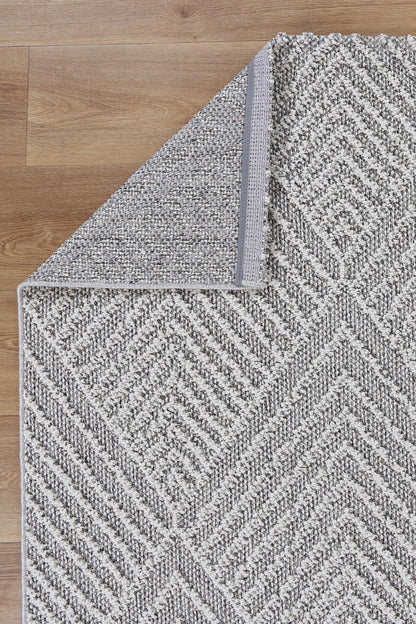 Torrelle Kini Grey Geometric Flatweave Rug