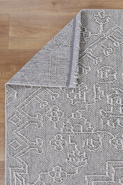 Torrelle Nori Grey Tribal Flatweave Rug