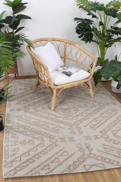 Torrelle Kilifa Beige Tribal Flatweave Rug