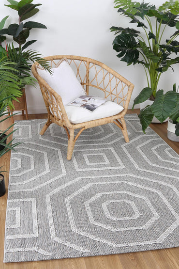 Torrelle Devesi Grey Geometric Flatweave Rug