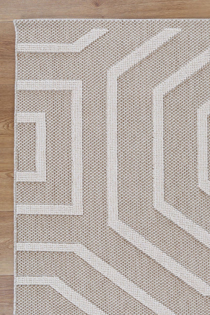 Torrelle Lui Beige Geometric Flatweave Rug