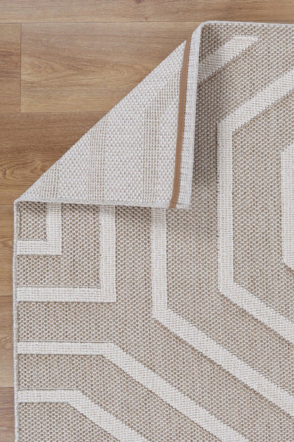 Torrelle Lui Beige Geometric Flatweave Rug