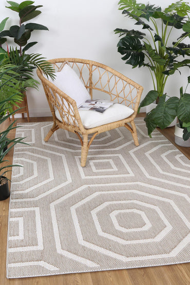 Torrelle Lui Beige Geometric Flatweave Rug