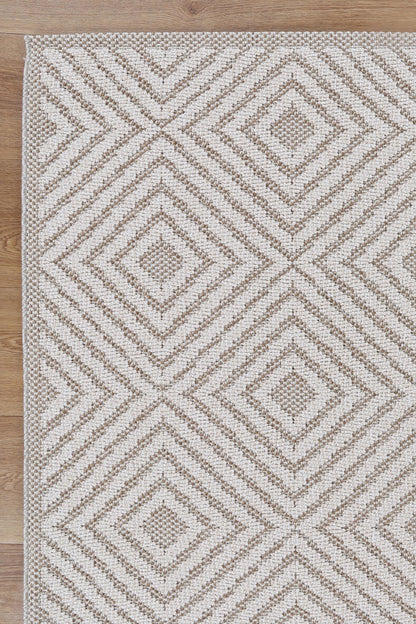 Torrelle Wickham Beige Geometric Flatweave Rug