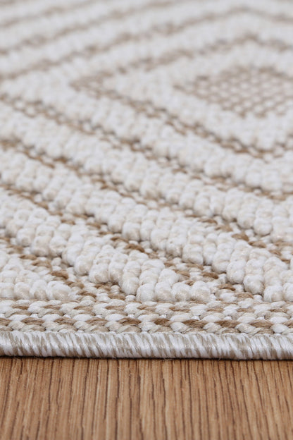 Torrelle Wickham Beige Geometric Flatweave Rug